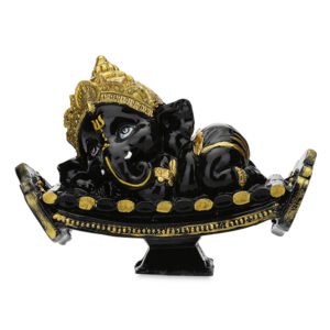 Sleeping Ganesha Idol Showpiece for Home Decor (Black) Polyresin - 4 Inch - Image 2