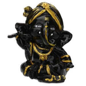 Playing Ganesha Idol Showpiece for Home Decor (Black) Polyresin - 4 Inch - Image 2
