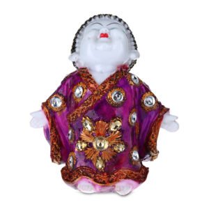 Baby Monk Buddha Showpiece for Home Decor (Pink & White) Marble – 7 Inch - Image 2