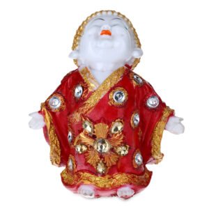Baby Monk Buddha  Showpiece for Home Decor (Red) Marble – 7 Inch - Image 2