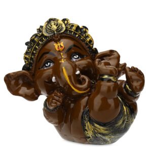 Playing Ganesha Idol Showpiece for Home Decor (Brown) Polyresin - 4 Inch - Image 2