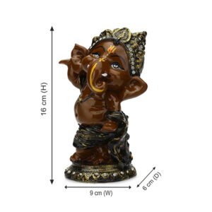Dancing Ganesha Idol Showpiece for Home Decor (Brown) Polyresin - 5.5 Inch - Image 3