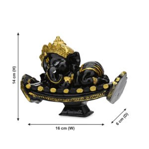 Sleeping Ganesha Idol Showpiece for Home Decor (Black) Polyresin - 4 Inch - Image 3