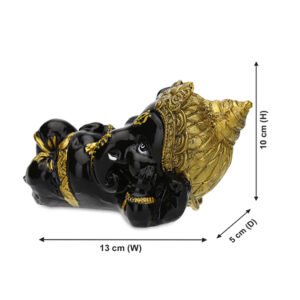 Sleeping Ganesha Idol Showpiece for Home Decor (Black) Polyresin - 4 Inch - Image 3
