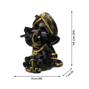Playing Ganesha Idol Showpiece for Home Decor (Black) Polyresin - 4 Inch - Image 3