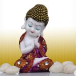 Baby Monk Buddha  Showpiece for Home Decor (Purple) Marble – 8 Inch