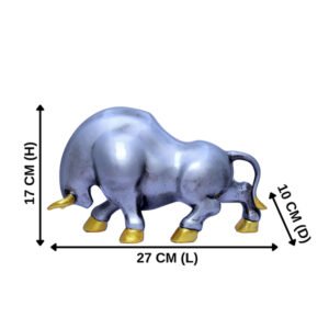 Bull Showpiece for Home Decor (Grey) Polyresin - 7 Inch - Image 3