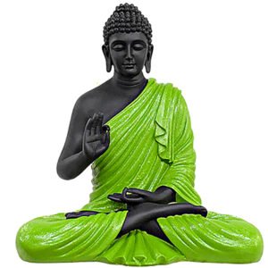 Meditation Big Buddha Showpiece for Home Decor (Green & Black) Polyresin - 15 Inch - Image 2