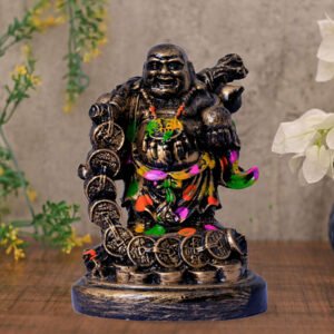 Laughing Buddha Showpiece for Home Decor (Brown) Polyresin - 7.5 Inch - Image 1