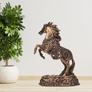 Antique Hand Lifting Horse Showpiece for Home Decor (Antique) Polyresin – 9 Inch