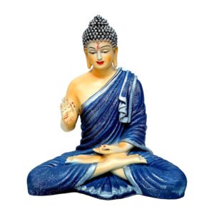 Meditation Big Buddha Showpiece for Home Decor (Blue & Cream) Polyresin - 15 Inch - Image 2
