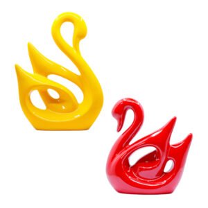 Lucky Swan Couple Showpiece for Home Decor (Yellow & Red) Polyresin – 10 Inch - Image 2