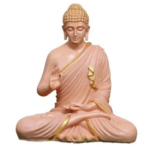 Meditation Big Buddha Showpiece for Home Decor (Peach) Polyresin - 15 Inch - Image 2