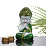 Baby Monk Buddha  Showpiece for Home Decor (Green) Marble – 8 Inch