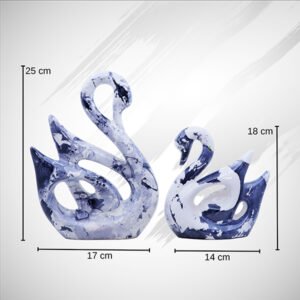 Lucky Swan Couple Showpiece for Home Decor (Grey & White) Polyresin – 10 Inch - Image 3