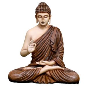 Meditation Big Buddha Showpiece for Home Decor (Brown & Cream) Polyresin - 15 Inch - Image 2