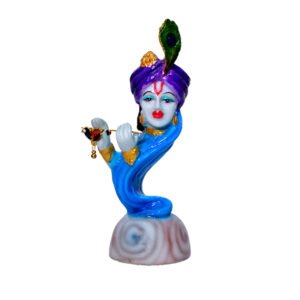 Krishna Idol Showpiece for Home Decor (Purple & Blue) Marble – 7 Inch - Image 2
