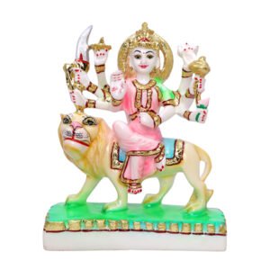 Goddess Maa Durga Idol Showpiece for Home Decor (Multicolor) Marble – 7 Inch - Image 2