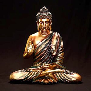 Meditation Big Buddha Showpiece for Home Decor (Antique Golden) Polyresin - 15 Inch - Image 1