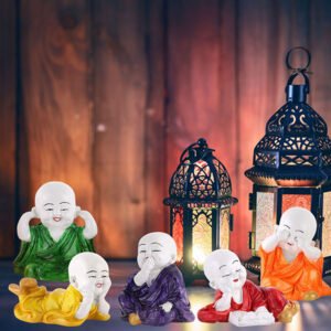 Mini Buddha Idol Showpiece for Home Decor (Multicolor) Marble – 6 Inch - Image 3
