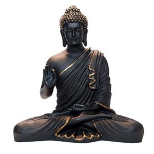 Meditation Big Buddha Showpiece for Home Decor (Black & Gold) Polyresin - 15 Inch - Image 2