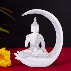 Chand Buddha Idol Showpiece for Home Decor (White) Marble – 10 Inch - Image 1
