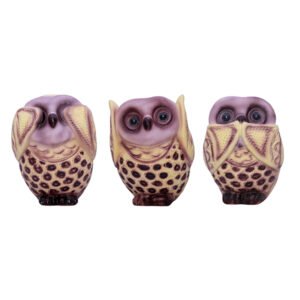 Three Wise Owls Statue Set | Hear No Evil, See No Evil, Speak No Evil | Decorative Polyresin Showpiece | 11 cm (H) - Image 3
