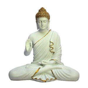 Meditation Big Buddha Showpiece for Home Decor (Cream) Polyresin - 15 Inch - Image 2