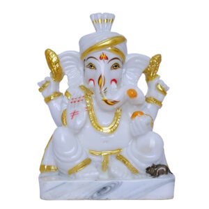 Lord Ganesha Idol Showpiece (White) Marble - 6 Inch - Image 3
