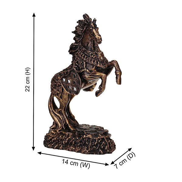 Antique Hand Lifting Horse Showpiece for Home Decor (Antique) Polyresin – 9 Inch