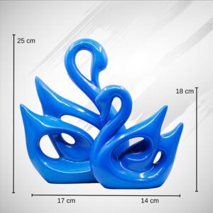 Lucky Swan Couple Showpiece for Home Decor (Blue Parl) Polyresin – 10 Inch - Image 3