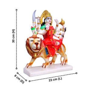 Goddess Maa Durga Idol Showpiece for Home Decor (Red) Marble – 12 Inch - Image 3