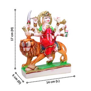 Goddess Maa Durga Idol Showpiece for Home Decor (Red) Marble – 7 Inch - Image 3