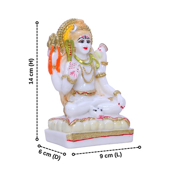 Lord Shiva Idol Showpiece for Home Decor (Golden Foil) Marble – 6 Inch