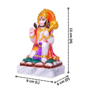 Lord Hanuman Idol Showpiece (Multicolor) Marble - 6 Inch