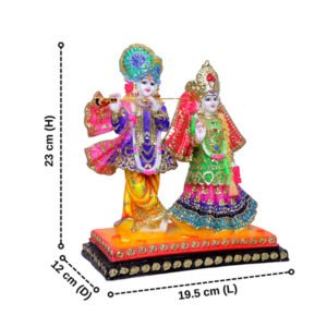 Radha-Krishna Idol Showpiece for Home Decor (Golden Foil) Marble – 9 Inch - Image 3