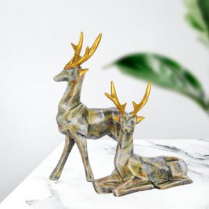 Deer Couple Resin Showpiece – 8 Inch Home Decor - Image 1