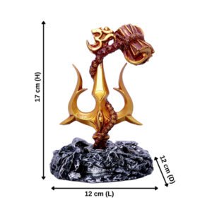 Antique Trishul Showpiece Especially for Car Dashboard (Golden & Black) Polyresin - 4 Inch - Image 3