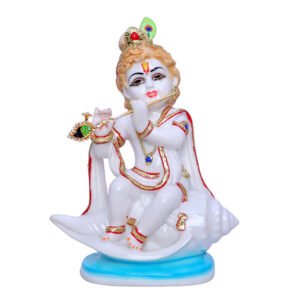 Bal Krishna Idol Showpiece for Home Decor (Golden Foil) Marble – 8 Inch - Image 2