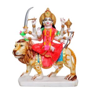 Goddess Maa Durga Idol Showpiece for Home Decor (Red) Marble – 15 Inch - Image 2