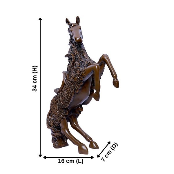 Antique Big Horse Showpiece for Home Decor (Brown) Polyresin – 14 Inch