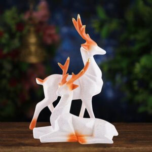 White Deer Couple Showpiece – 8 Inch Resin Decor