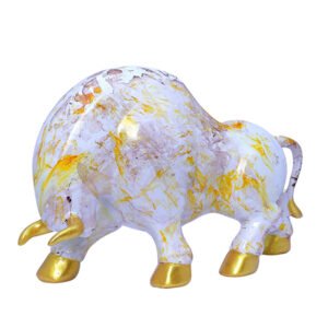 Bull Showpiece for Home Decor (Multicolor) Marble – 7 Inch - Image 2