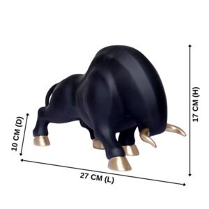 Bull Showpiece for Home Decor (Black) Polyresin – 7 Inch - Image 3