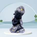 Baby Monk Buddha  Showpiece for Home Decor (Black & White) Polyresin – 8 Inch