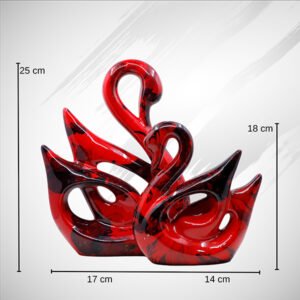 Lucky Swan Couple Showpiece for Home Decor (Red & Black) Polyresin – 10 Inch - Image 3