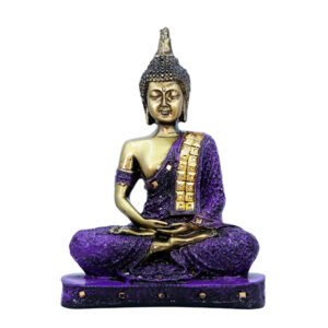 Meditation Buddha Showpiece for Home Decor (Purple & Golden) Polyresin - 9.5 Inch - Image 3