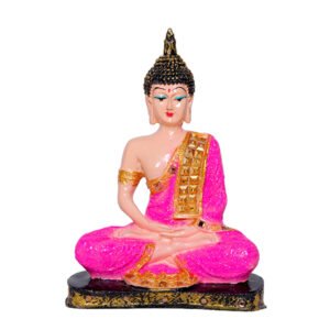 Meditation Buddha Showpiece for Home Decor (Pink & Cream) Polyresin - 9.5 Inch - Image 3