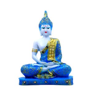 Meditation Buddha Showpiece for Home Decor (Blue & White) Marble - 9.5 Inch - Image 3