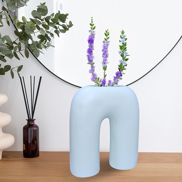 Inverted U-Shaped Flower Vases for Home Decor (Light Green) Polyresin – 9 Inch
